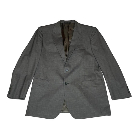 Jos A. Bank Blazer Sport Coat Mens 43L Gray 100% Wool Two Button Glen‎ Plaid